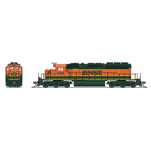 EMD SD40-2 Low-Nose - Sound and DCC - Paragon4(TM) -- BNSF Railway #6366 (H1, green, orange, yellow)