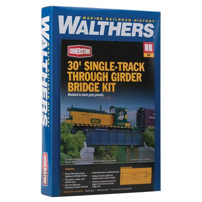 Walthers 933-4500 - HO Scale -30' Single-Track Railroad Through Girder Bridge -- Kit - 4-7/32 x 2-3/8 x 1" 10.7 x 6 x 2.5cm