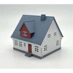 RIH - N Scale Cape Cod House - White with Blue Roof